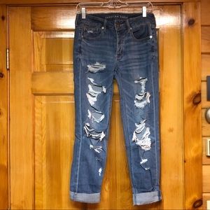 Distressed cuffed boyfriend jeans